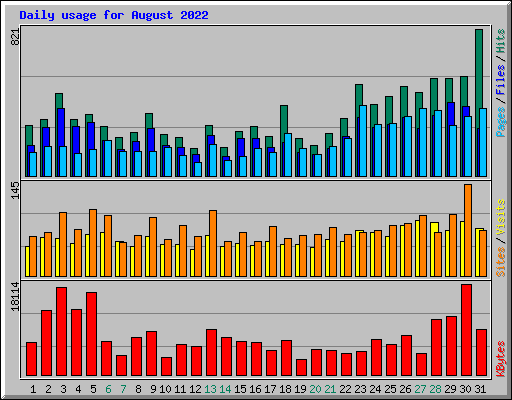 Daily usage for August 2022